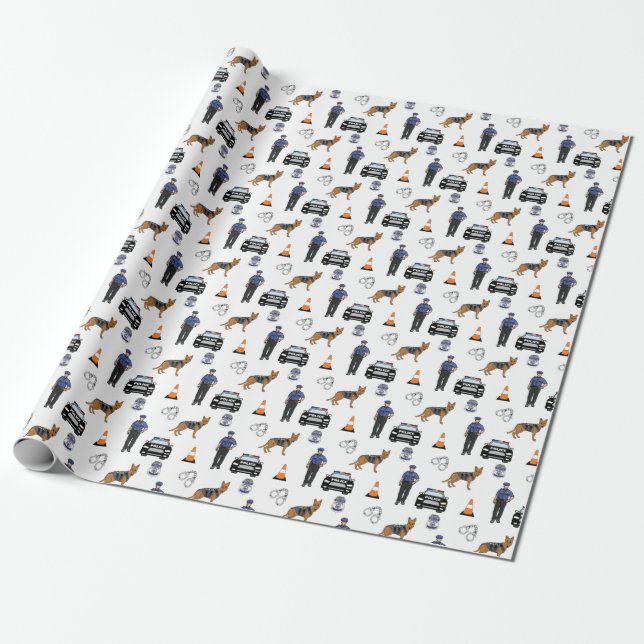 Papel De Regalo Oficial de policía, perro policía, K9 oficial, (Desenrollado)