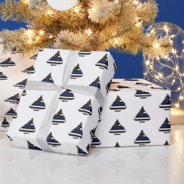Papel De Regalo Oficial de policía Thin Blue Line Christmas Tree