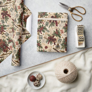 Papel De Regalo Oficina de Correos de Navidad Victoriana