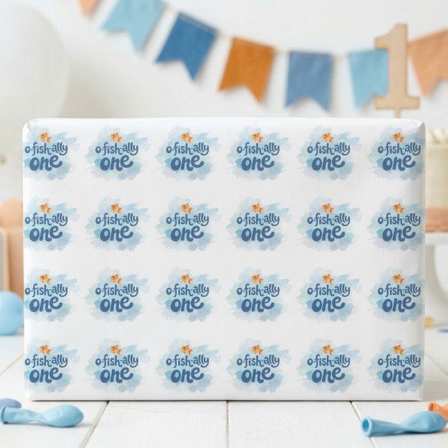 Papel De Regalo Ofishally One Fishing Pattern Boy 1st Birthday (Subido por el creador)