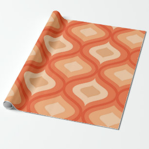Papel De Regalo Ogee moderno de mediados de siglo en naranja y bei