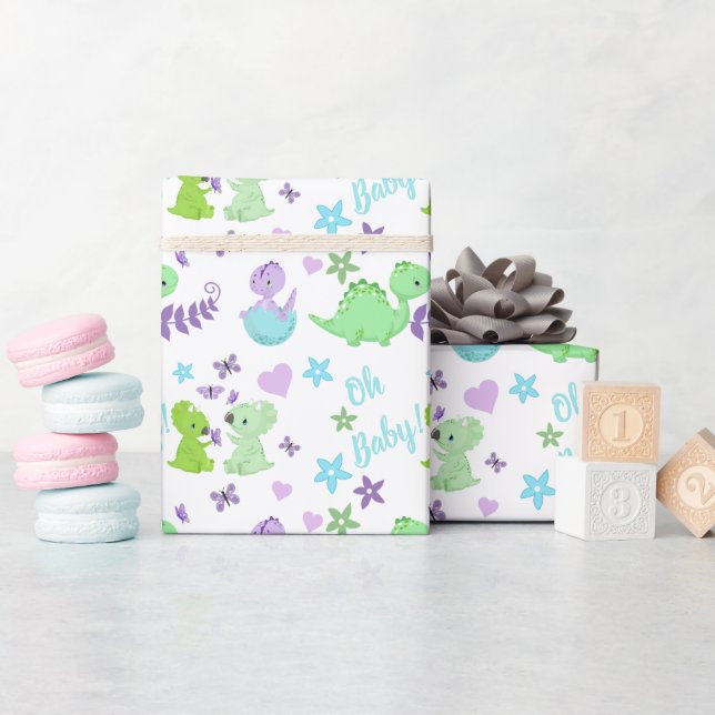 Papel De Regalo Oh Baby Dinosaur Baby Shower (Baby Shower)