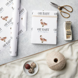 Papel De Regalo Oh Baby Duck/Mallard White Boy Baby Shower