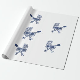 Papel De Regalo Oh Baby Navy Pram Baby Shower