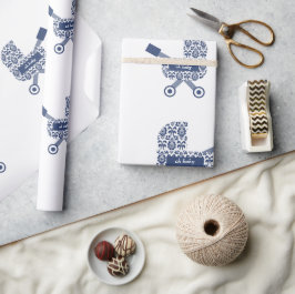 Papel De Regalo Oh Baby Navy Pram Baby Shower