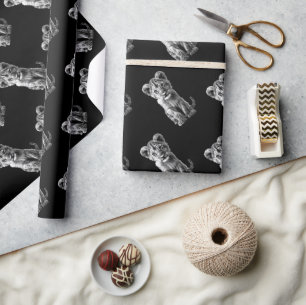 Papel De Regalo Oh Bebé Gran Gato Gris