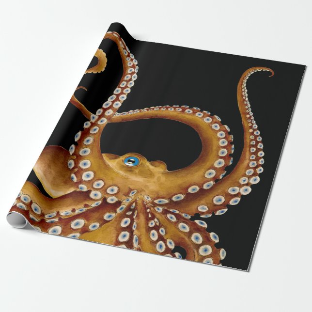 Papel De Regalo Ojo azul marrón arte negro (Desenrollado)