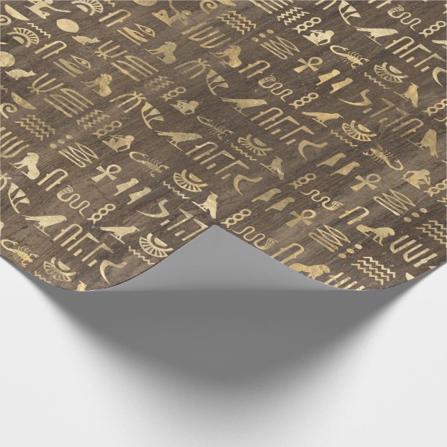 Papel De Regalo Ojo de Horus Gold Papiro egipcio jeroglífico 1 (Esquina)