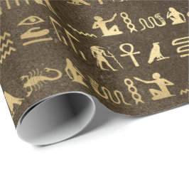 Papel De Regalo Ojo de los Faraones Jeroglíficos Egipcios de Oro d