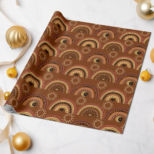 Papel De Regalo Ojo Místico Boho Arcoíris Fondo Marrón