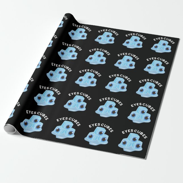 Papel De Regalo Ojos Cubes Funny Ice Pun Dark BG (Desenrollado)