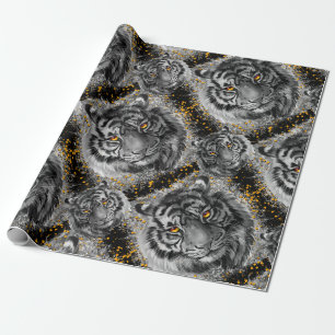 Papel De Regalo Ojos de tigre gris - Tigre coloreado Naranja