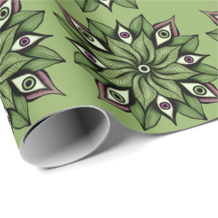 Papel De Regalo Ojos psicodélicos Mandala - Patrón floral trippy
