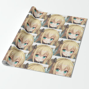 Papel De Regalo Ojos verdes esmeraldas chicas de pelo rubio animad