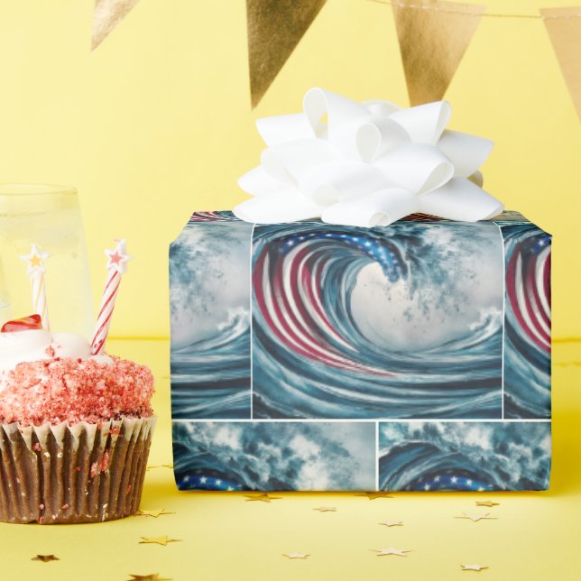 Papel De Regalo Ola de Bandera Patriótica (Fiesta de cumpleaños )
