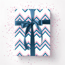 Papel De Regalo Ola de Chevron Zaza en Rosa y Aqua Profunda