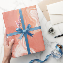 Papel De Regalo Ola de crema de coral fluido melocotón patrón abst