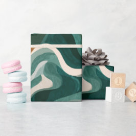 Papel De Regalo Ola de naturaleza verde bosque beige patrón abstra