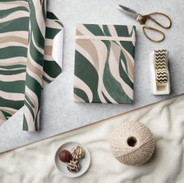 Papel De Regalo Ola de naturaleza verde bosque beige patrón abstra