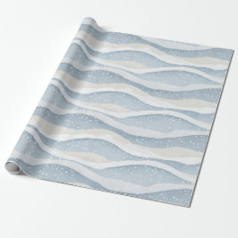 Papel De Regalo Ola de Nieve Invernal Azul con Patrón Personalizad