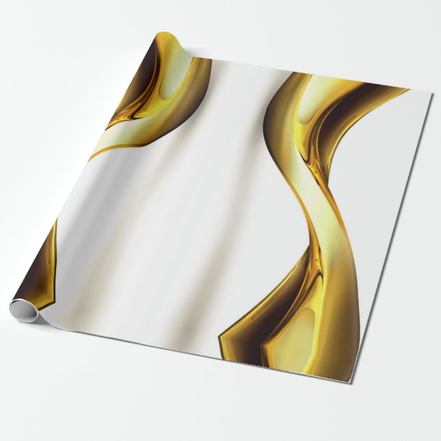 Papel De Regalo Ola de oro en Bonito blanco (Desenrollado)