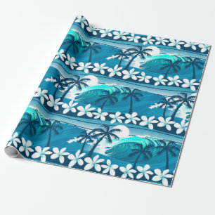 Papel De Regalo Ola de surf tropical con palmeras