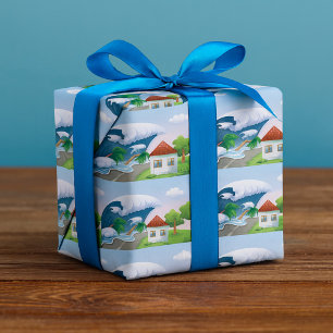 Papel De Regalo Ola de Tsunami Golpeando Carretera Costera Torment