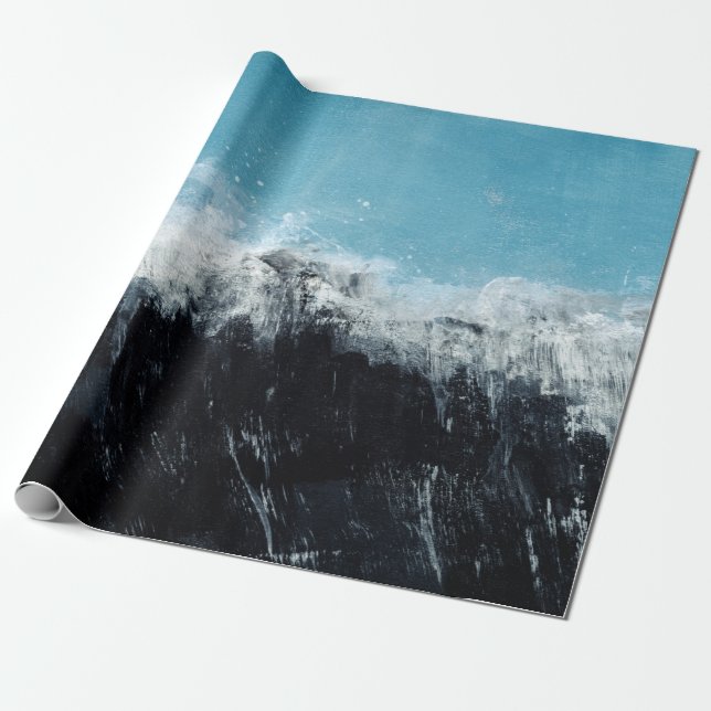 Papel De Regalo Ola marina. Ilustracion pintado a mano (Desenrollado)