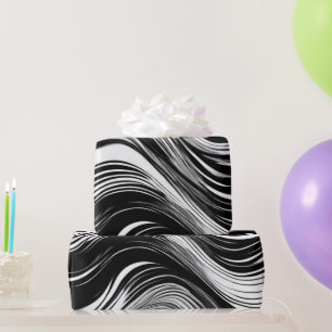 Papel De Regalo Ola negra y blanca abstracta