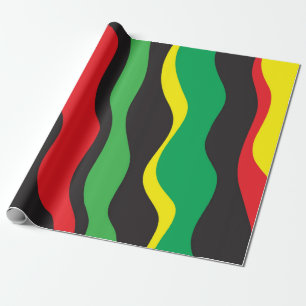 Papel De Regalo Ola Rasta Verde Amarillo Negro