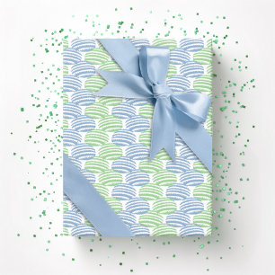 Papel De Regalo Ola tejida en pizarra y verde