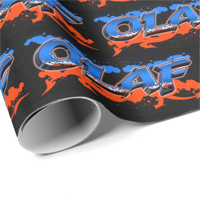 Papel De Regalo Olaf Vorname Name Graffiti blue orange (Esquina del rollo)