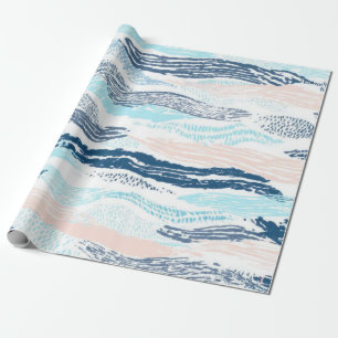 Papel De Regalo Olas abstractas del océano patrón texturizado azul