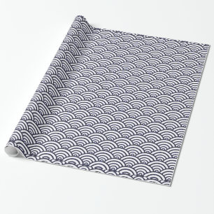 Papel De Regalo Olas azules japonesas Mar de Seigaiha