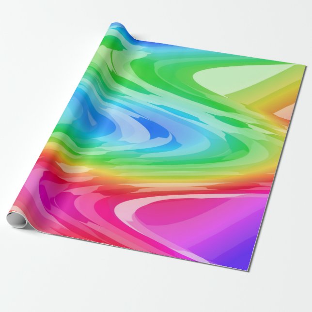 Papel De Regalo Olas de Arcoíris (Desenrollado)