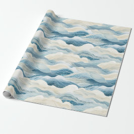 Papel De Regalo Olas de arena azul crema marina