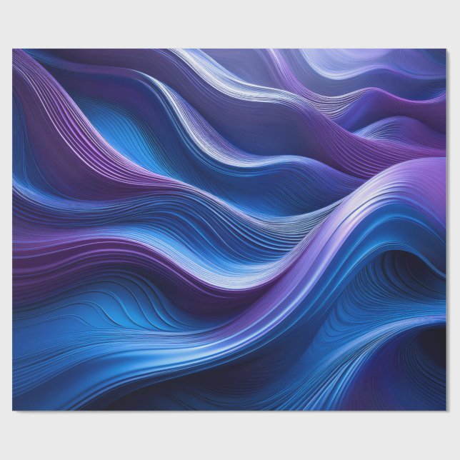 Papel De Regalo Olas de Medianoche – Flujo Abstracto Elegante Pape (Superficie plana)