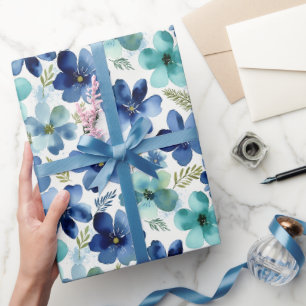 Papel De Regalo Olas de Tulipán Azul Océano