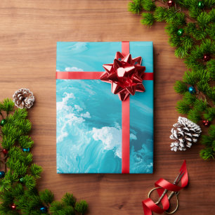 Papel De Regalo Olas de turquesa arremolinadas Arte abstracto de o