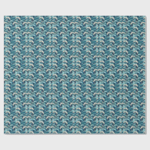 Papel De Regalo Olas del Océano Azul Patrón Japonés de Verano Trop
