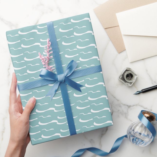 Papel De Regalo Olas náuticas Océano Aqua Turquoise Patterado (Regalar)