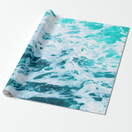 Papel De Regalo Olas oceánicas azules, spray oceánico, surf, natur