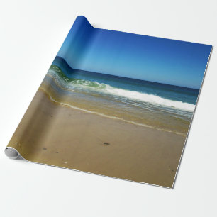 Papel De Regalo Olas oceánicas y playa arenosa