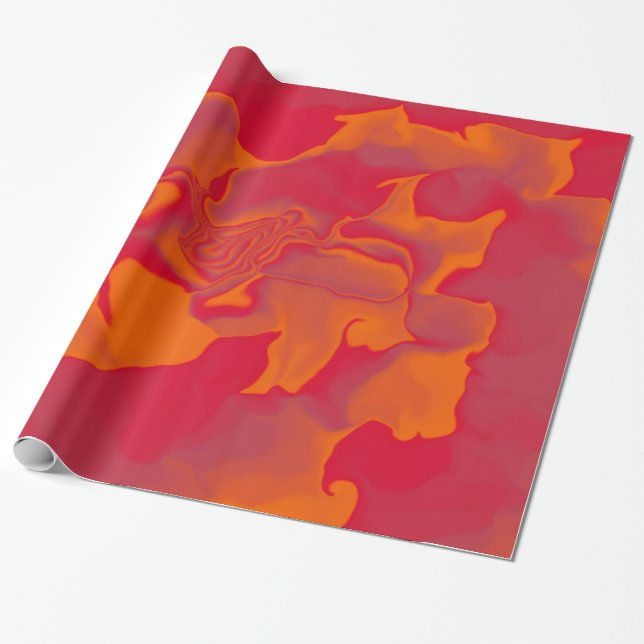 Papel De Regalo Olas Rojas y Naranjas (Desenrollado)