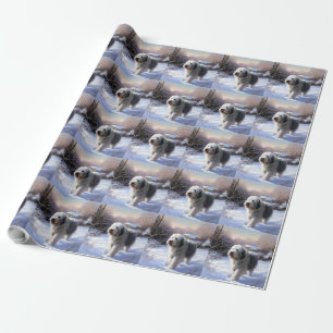 Papel De Regalo Old English Sheepdog Deja que nieve Navidad