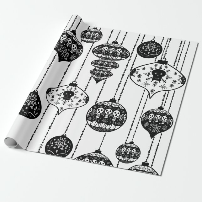 Papel De Regalo Old Fashioned Skull Wrapping Paper Print (Desenrollado)