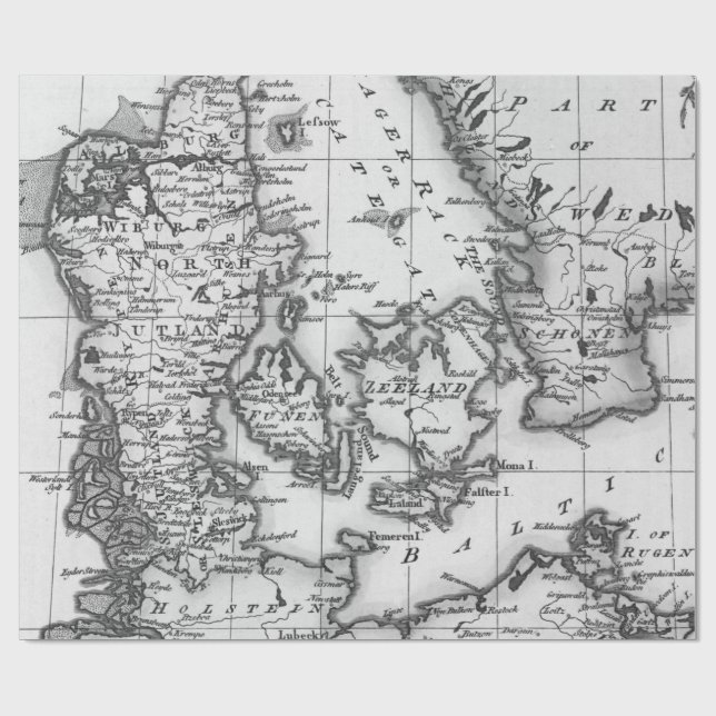 Papel De Regalo Old Maps Black and White Wrapping Paper (Superficie plana)