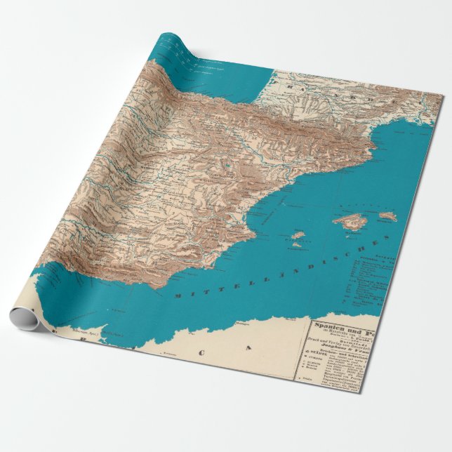 Papel De Regalo Old Spain and Portugal Map (1846)  (Desenrollado)