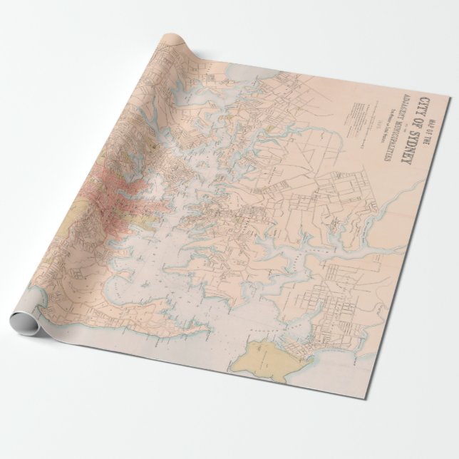 Papel De Regalo Old Sydney Australia Map (1890)  (Desenrollado)