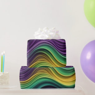 Papel De Regalo Oleada colorida con patrón de Mardi Gras